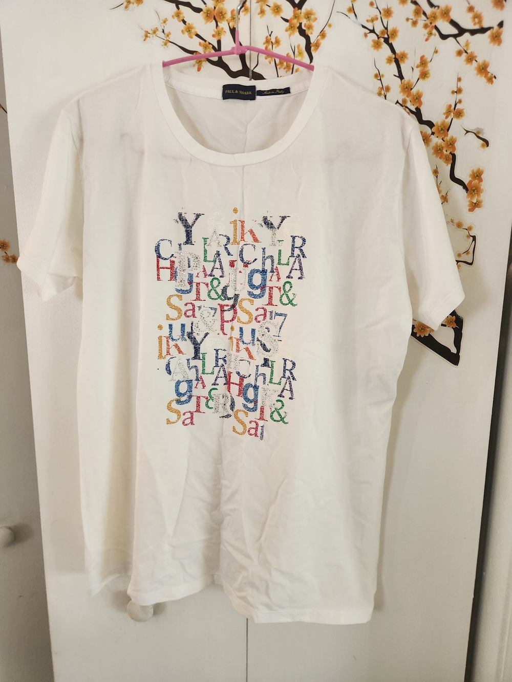 Paul & Shark White Short Sleeve Logo Letterprint Tee